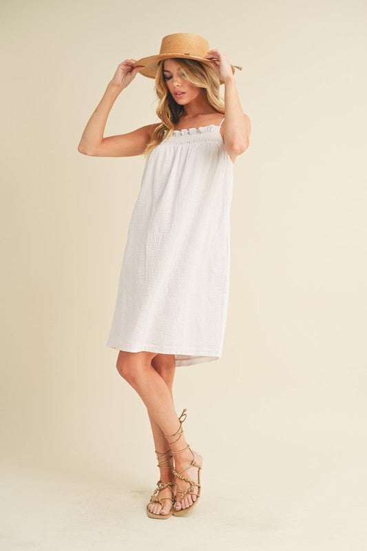 Veda Embroidered Dress WHITE S by Aemi + Co | Fleurcouture