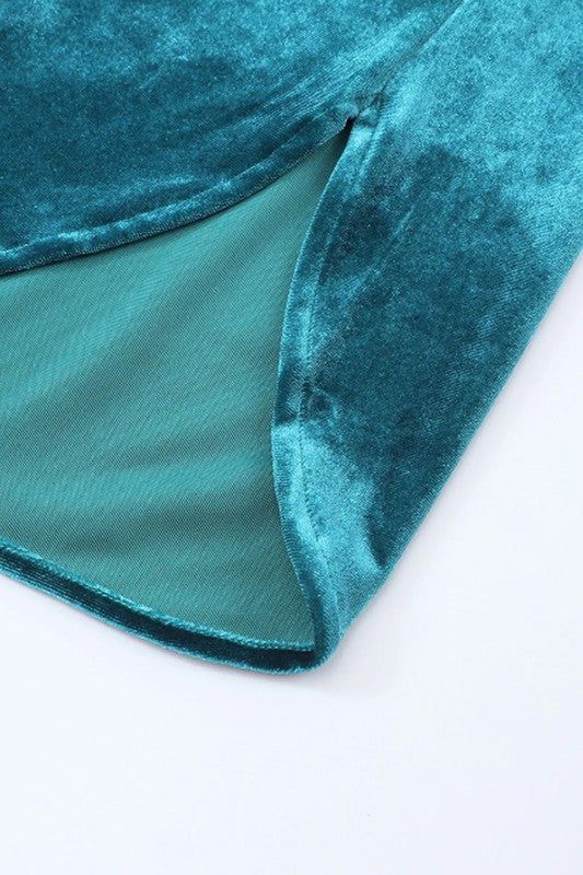 Velvet Button Frilled Neck Blouse Top by EG fashion | Fleurcouture