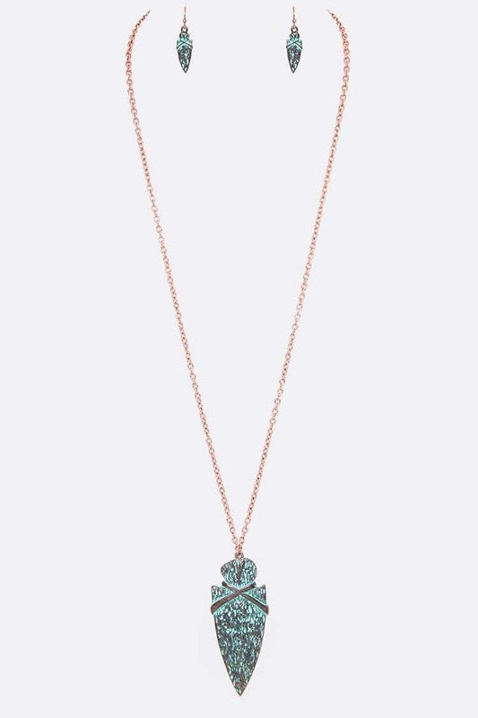Vintage Arrow Head Pendant Necklace Set O/S by LA Jewelry Plaza | Fleurcouture