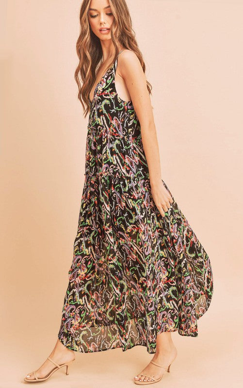 Violetta Maxi Dress BLACK MULTI S by Aemi + Co | Fleurcouture
