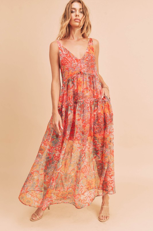 Violetta Maxi Dress BLACK MULTI S by Aemi + Co | Fleurcouture