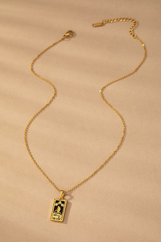 water proof TARROT CARD NATURAL STONE NECKLACE Star one size by LA3accessories | Fleurcouture