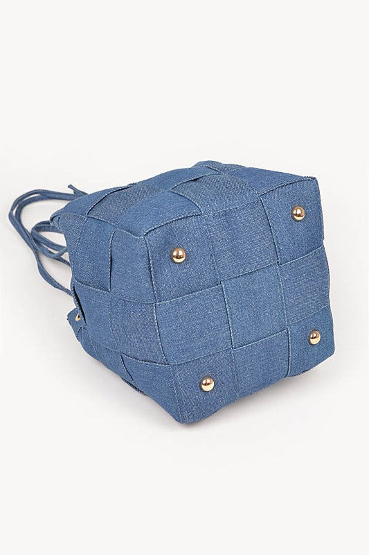Weaved Denim Crossbody Bag O/S by Artini Accessories | Fleurcouture