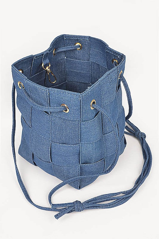 Weaved Denim Crossbody Bag O/S by Artini Accessories | Fleurcouture