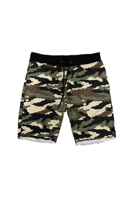 Weiv Raw Cut Sweat Shorts WOOD CAMO S by WEIV | Fleurcouture