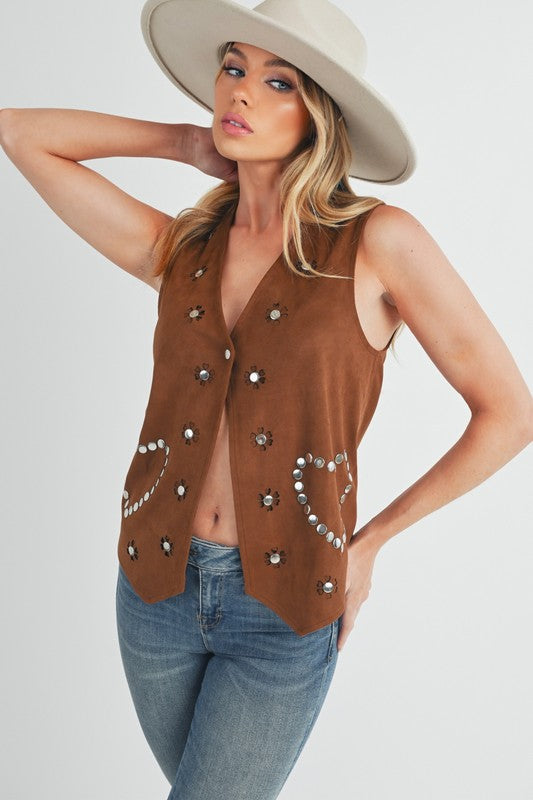 Western Love Vest BROWN S by Aemi + Co | Fleurcouture