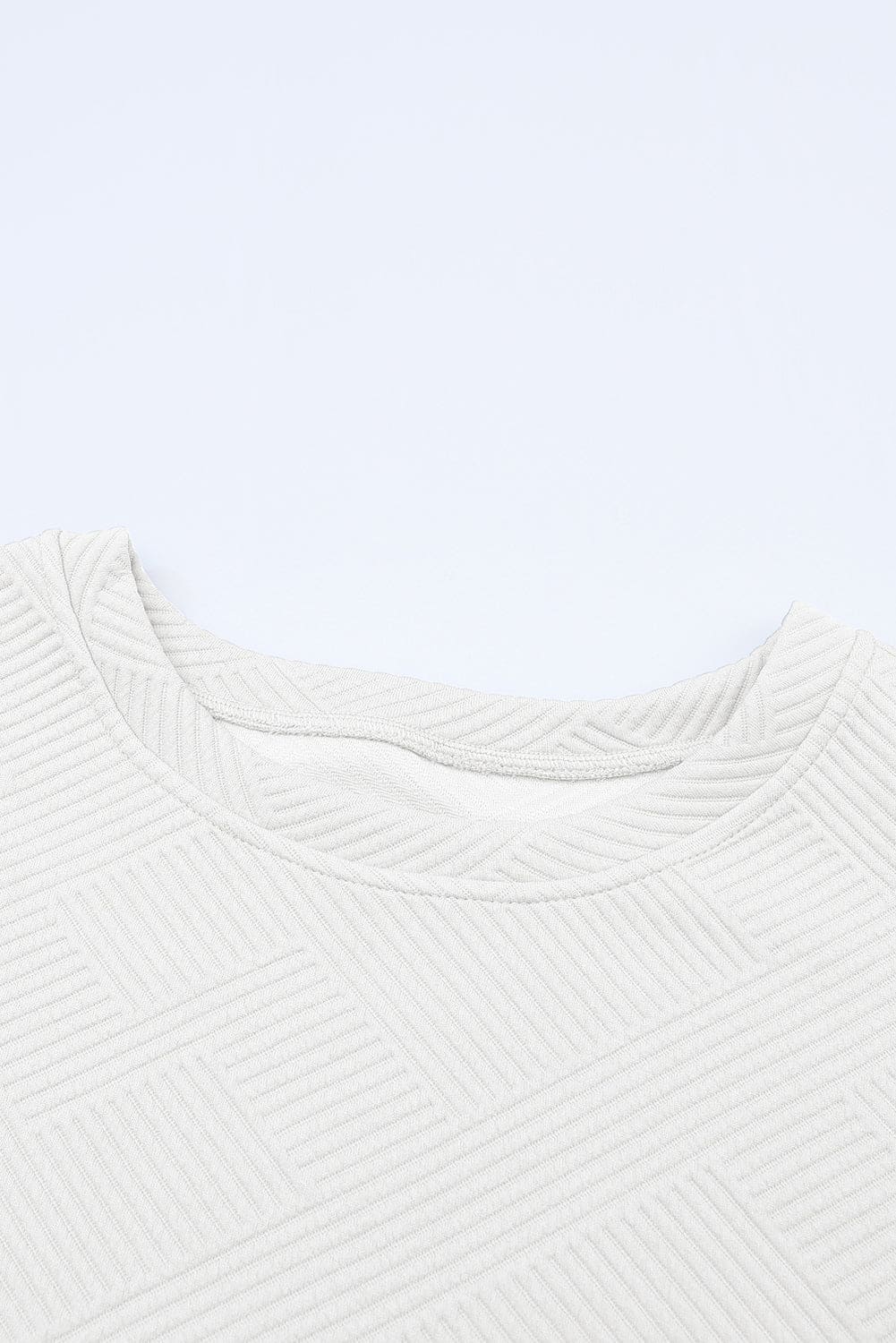 White Textured Loose Fit T Shirt and Drawstring Pants Set 95%Polyester+5%Elastane Two Piece Sets by Fleurcouture | Fleurcouture