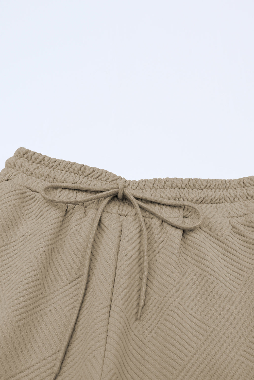 White Textured Loose Fit T Shirt and Drawstring Pants Set 95%Polyester+5%Elastane Two Piece Sets by Fleurcouture | Fleurcouture