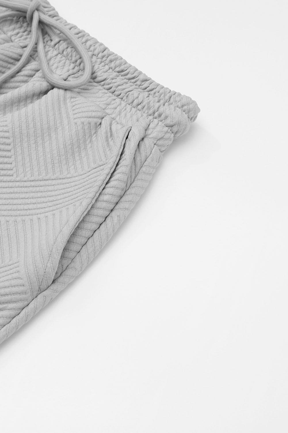 White Textured Loose Fit T Shirt and Drawstring Pants Set 95%Polyester+5%Elastane Two Piece Sets by Fleurcouture | Fleurcouture