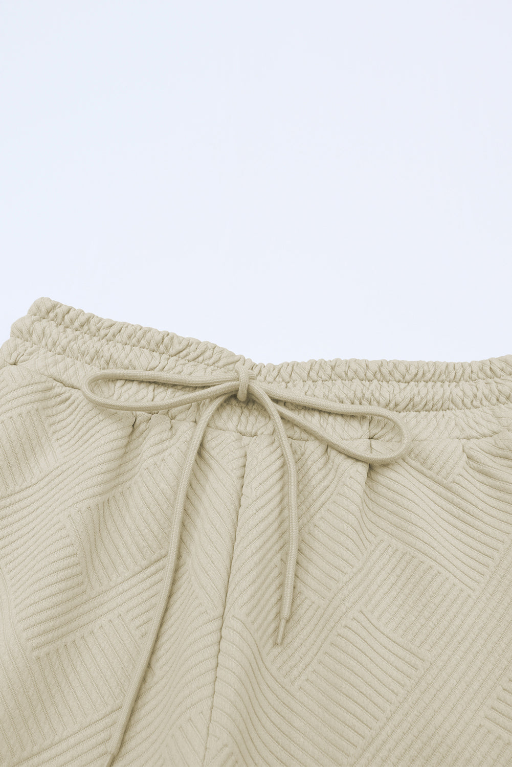 White Textured Loose Fit T Shirt and Drawstring Pants Set 95%Polyester+5%Elastane Two Piece Sets by Fleurcouture | Fleurcouture