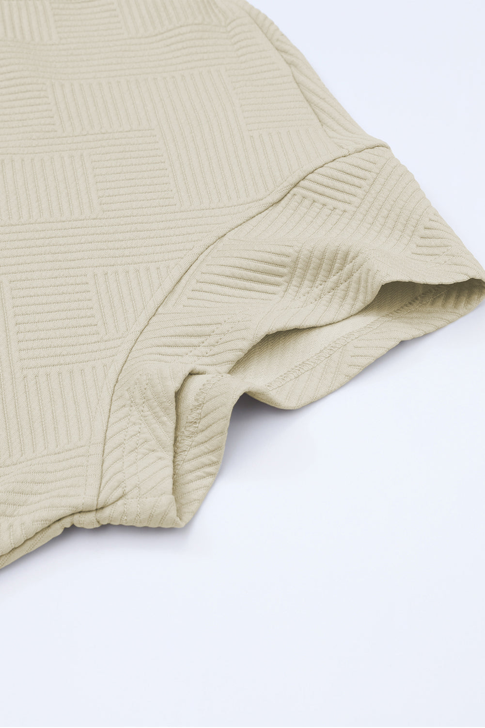 White Textured Loose Fit T Shirt and Drawstring Pants Set 95%Polyester+5%Elastane Two Piece Sets by Fleurcouture | Fleurcouture