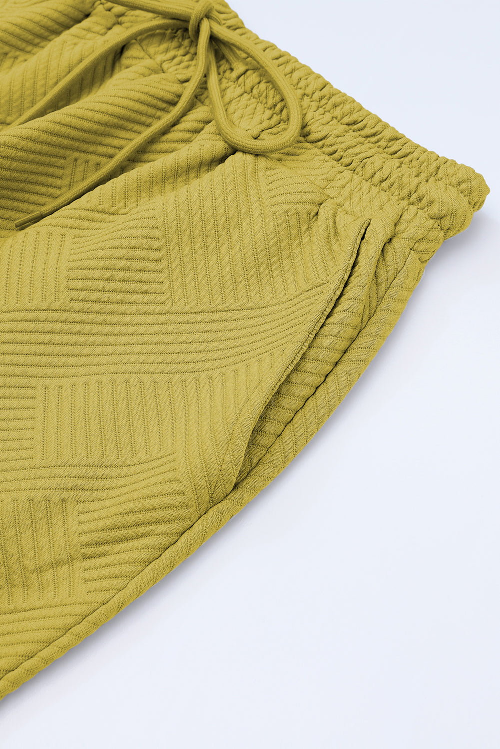 White Textured Loose Fit T Shirt and Drawstring Pants Set 95%Polyester+5%Elastane Two Piece Sets by Fleurcouture | Fleurcouture