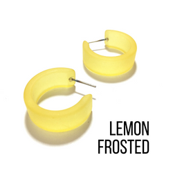 Wide Classic Frosted Hoop Earrings - Clara Lemon Frosted Wide Classic Hoops by Leetie Lovendale | Fleurcouture
