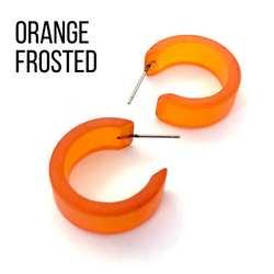 Wide Classic Frosted Hoop Earrings - Clara Orange Frosted Wide Classic Hoops by Leetie Lovendale | Fleurcouture