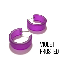 Wide Classic Frosted Hoop Earrings - Clara Violet Frosted Wide Classic Hoops by Leetie Lovendale | Fleurcouture
