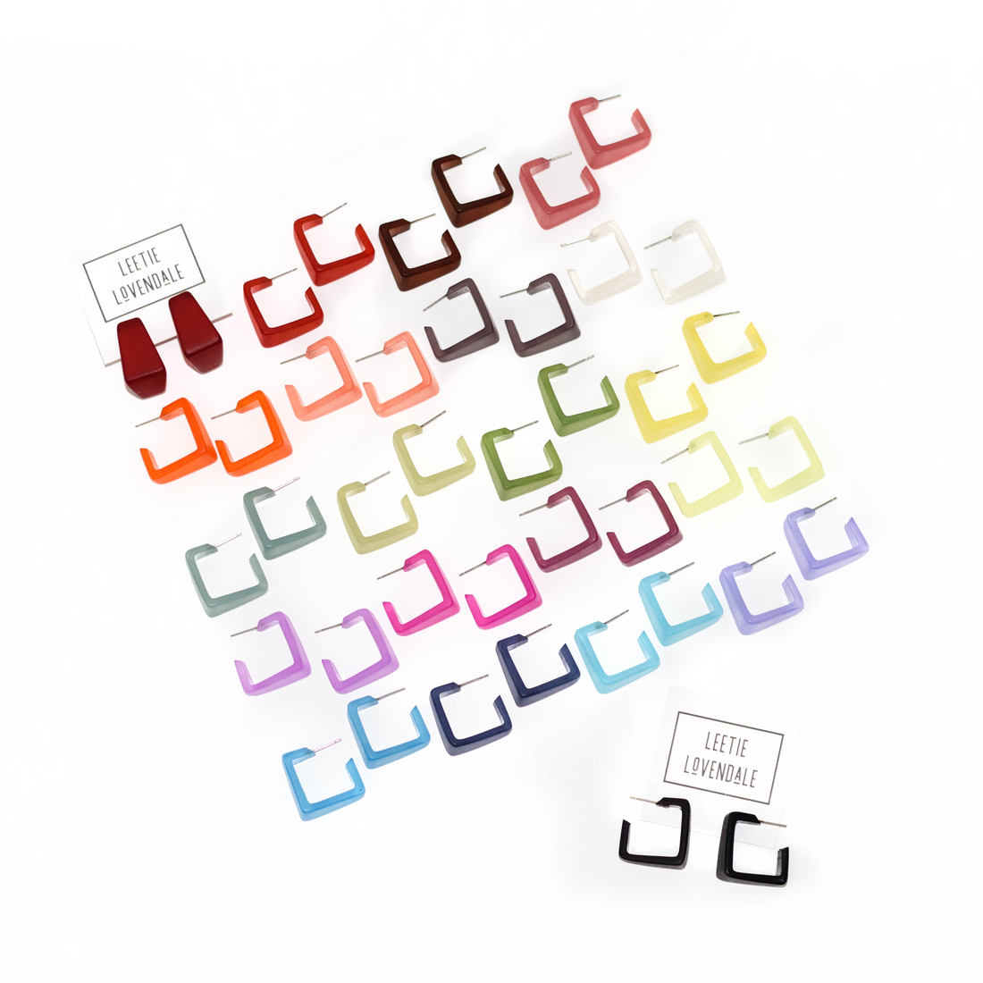 Wide Cubist Frosted Hoop Earrings Wide Cubist Square Hoops by Leetie Lovendale | Fleurcouture