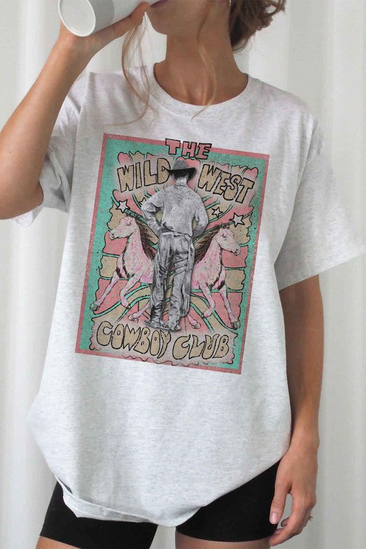 WILD WEST COWBOY GRAPHIC PLUS SIZE TEE / T-SHIRT ASH 1XL by ROSEMEAD LOS ANGELES CO | Fleurcouture