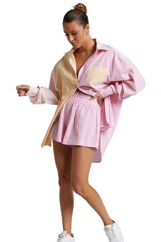 WOMEN FASHION 2PCS SET PINK MULTI L by By Claude | Fleurcouture