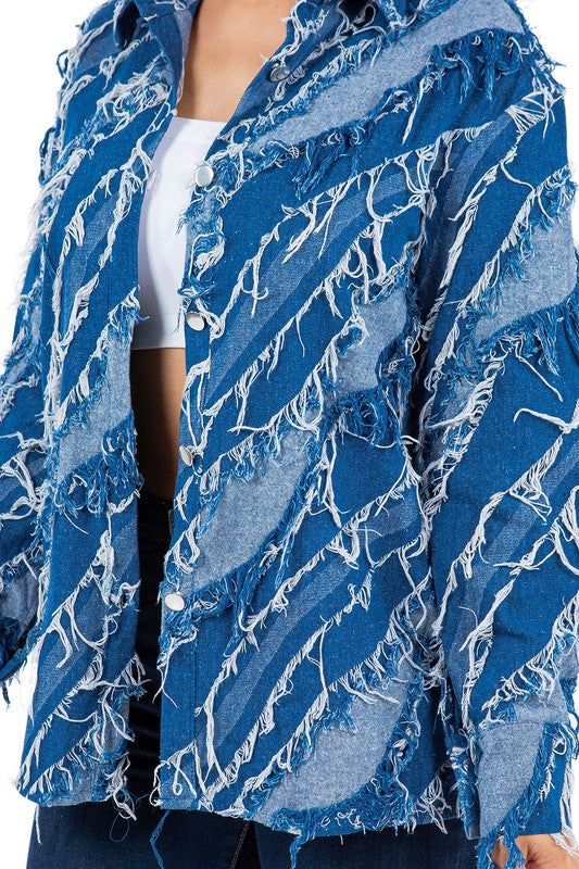 WOMEN FASHION DENIM SHIRT JACKET by By Claude | Fleurcouture