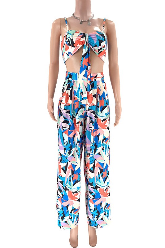 WOMEN FASHION TWO PIECE SET BLUE MULTI S by By Claude | Fleurcouture