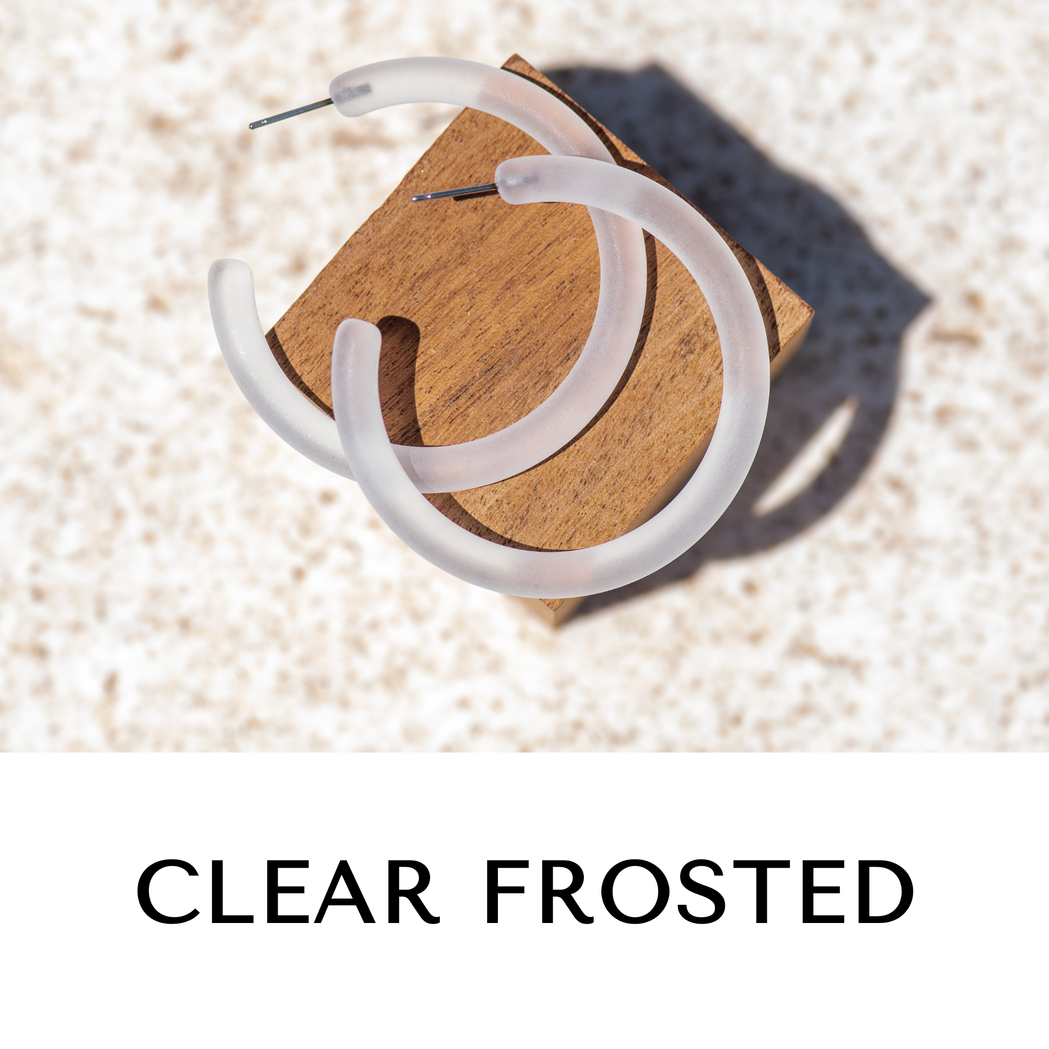 XL Jelly Hoop Earrings - 2 inch Clear Frosted Jelly Hoops XL by Leetie Lovendale | Fleurcouture