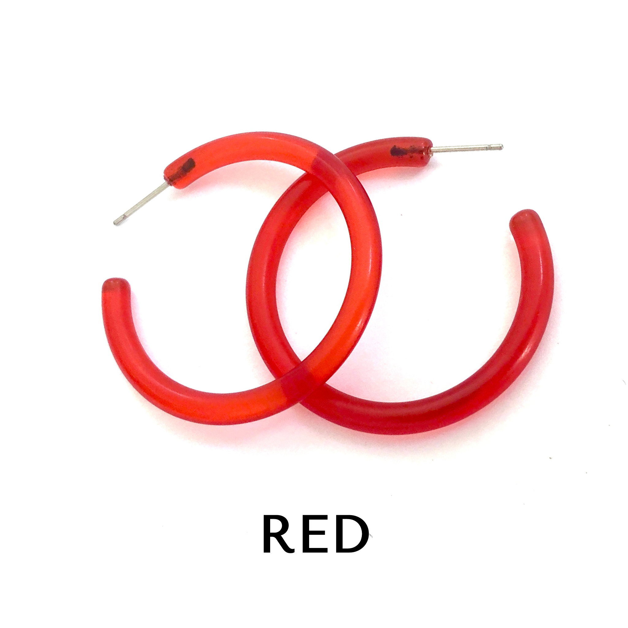 XL Jelly Hoop Earrings - 2 inch Red Jelly Hoops XL by Leetie Lovendale | Fleurcouture