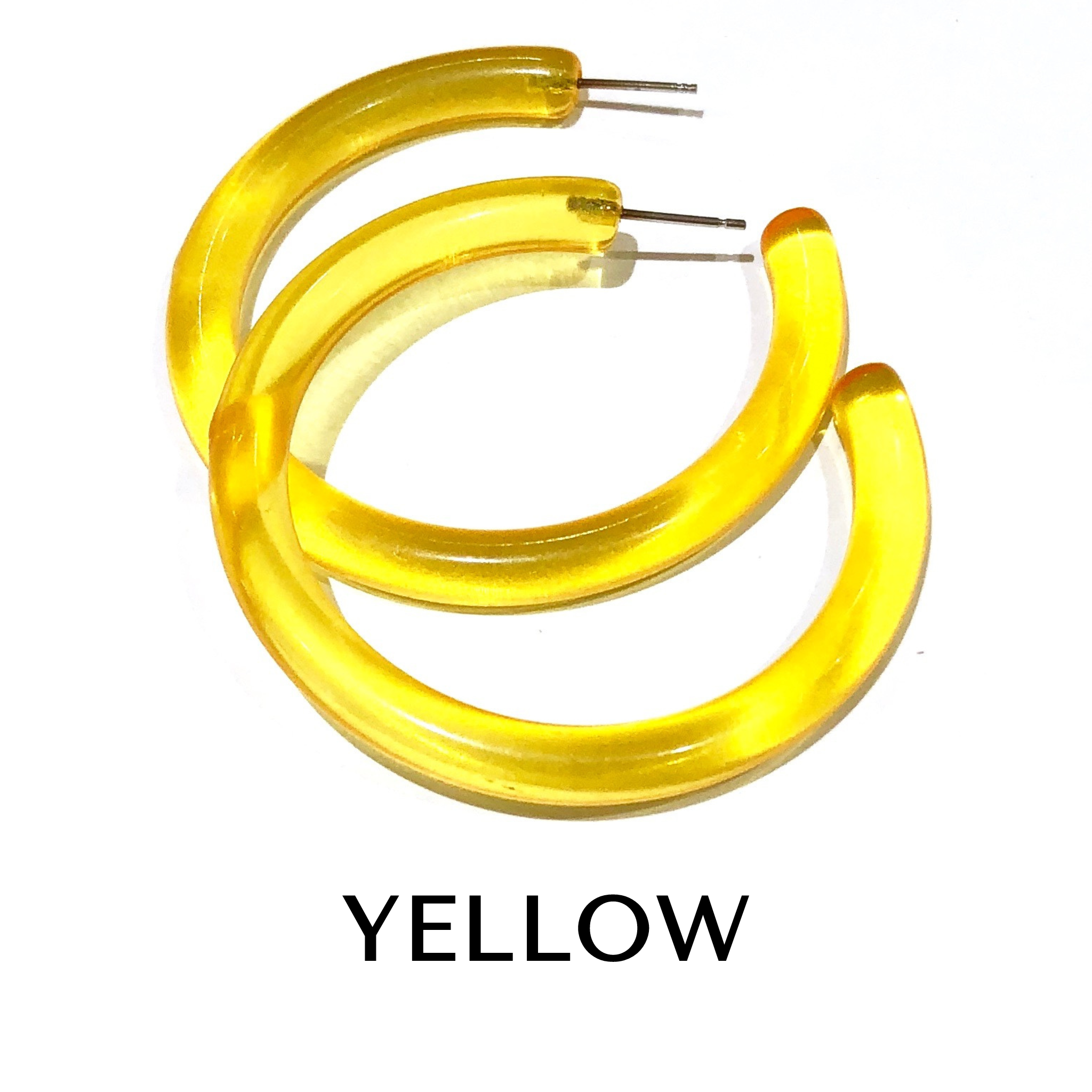 XL Jelly Hoop Earrings - 2 inch Yellow Jelly Hoops XL by Leetie Lovendale | Fleurcouture