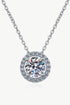 1 Carat Moissanite Round Pendant Chain Necklace Silver One Size Accessories by Trendsi | Fleurcouture