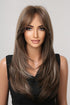 13*1" Full-Machine Wigs Synthetic Long Straight 22" Brown/Blonde Highlights One Size Hair Extensions by Trendsi | Fleurcouture