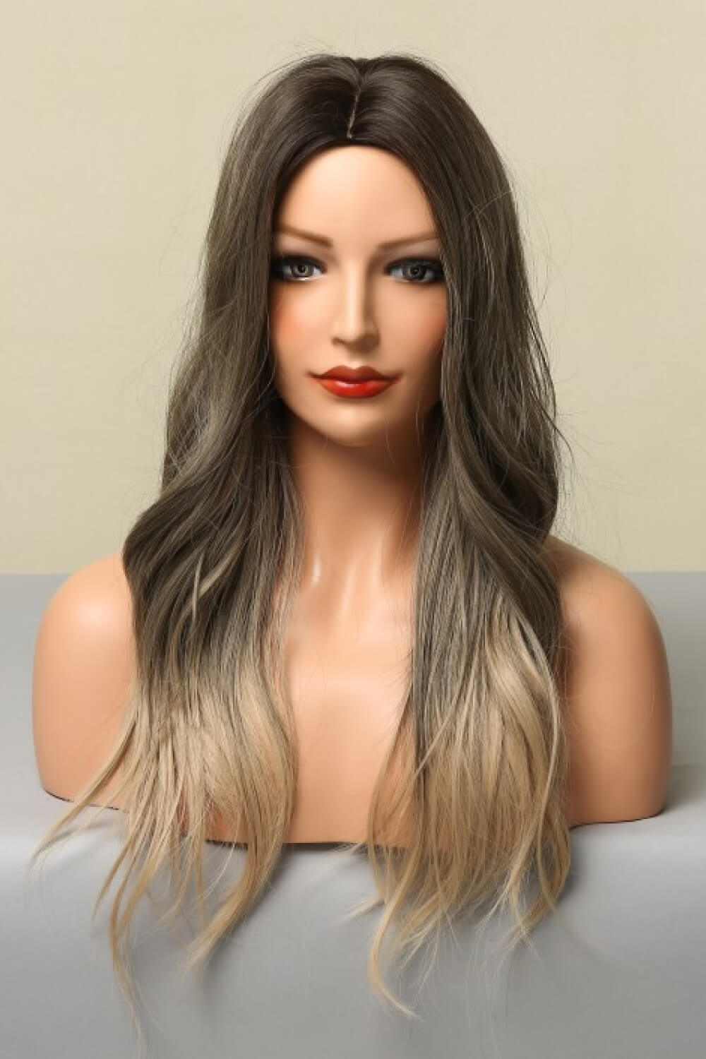 13*1&quot; Full-Machine Wigs Synthetic Long Straight 24&quot; Ash Brown/Blonde Ombre One Size Hair Extensions by Trendsi | Fleurcouture