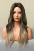 13*1" Full-Machine Wigs Synthetic Long Straight 24" Ash Brown/Blonde Ombre One Size Hair Extensions by Trendsi | Fleurcouture