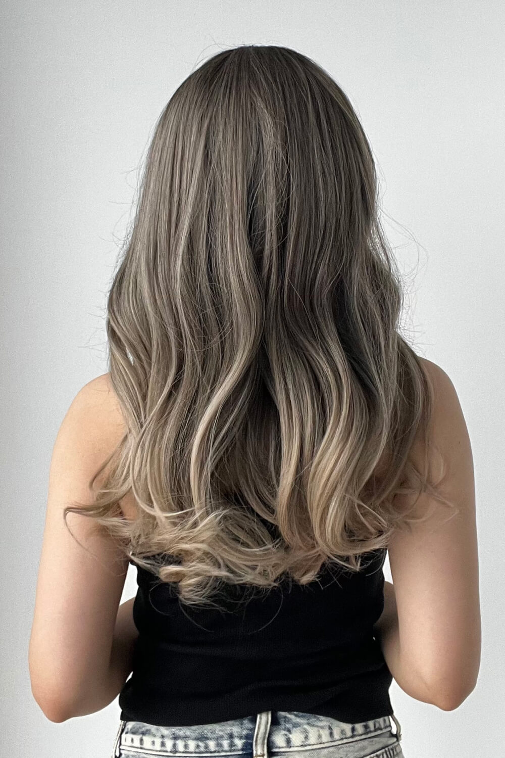 13*1" Full-Machine Wigs Synthetic Long Straight 24" Ash Brown/Blonde Ombre One Size Hair Extensions by Trendsi | Fleurcouture