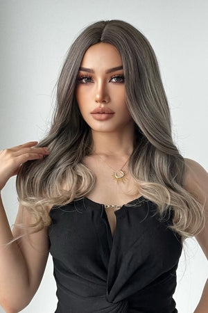 13*1" Full-Machine Wigs Synthetic Long Straight 24" Ash Brown/Blonde Ombre One Size Hair Extensions by Trendsi | Fleurcouture
