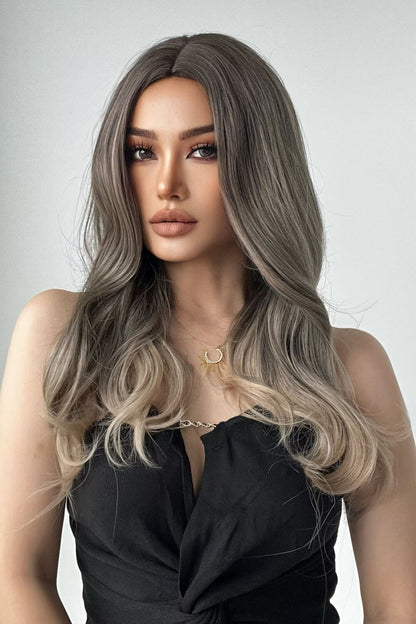 13*1&quot; Full-Machine Wigs Synthetic Long Straight 24&quot; Ash Brown/Blonde Ombre One Size Hair Extensions by Trendsi | Fleurcouture