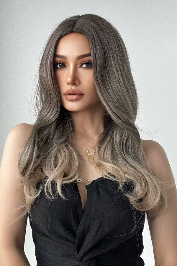 13*1" Full-Machine Wigs Synthetic Long Straight 24" Ash Brown/Blonde Ombre One Size Hair Extensions by Trendsi | Fleurcouture
