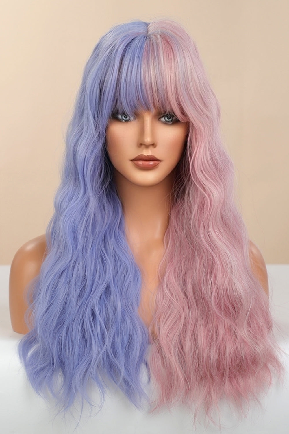 13*1&quot; Full-Machine Wigs Synthetic Long Wave 26&quot; in Blue/Pink Split Dye Blue/Pink Split Dye One Size Hair Extensions by Trendsi | Fleurcouture