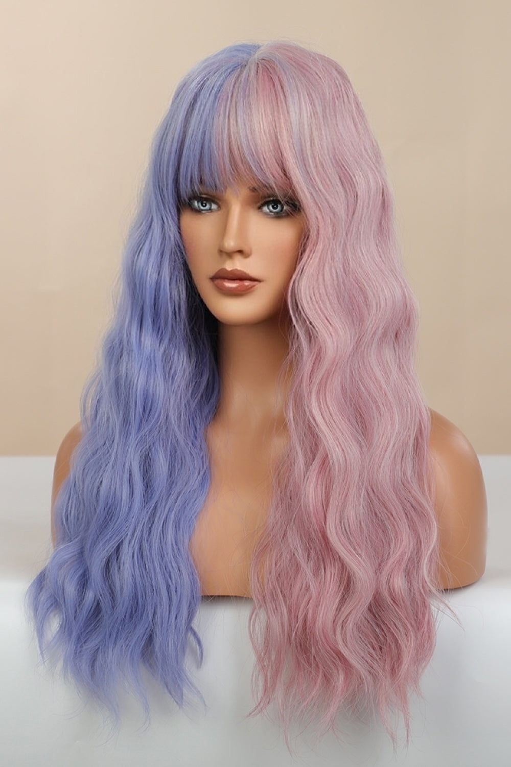 13*1&quot; Full-Machine Wigs Synthetic Long Wave 26&quot; in Blue/Pink Split Dye Blue/Pink Split Dye One Size Hair Extensions by Trendsi | Fleurcouture