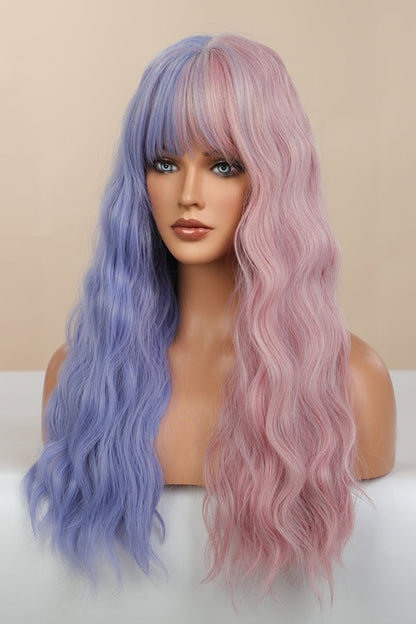 13*1&quot; Full-Machine Wigs Synthetic Long Wave 26&quot; in Blue/Pink Split Dye Blue/Pink Split Dye One Size Hair Extensions by Trendsi | Fleurcouture