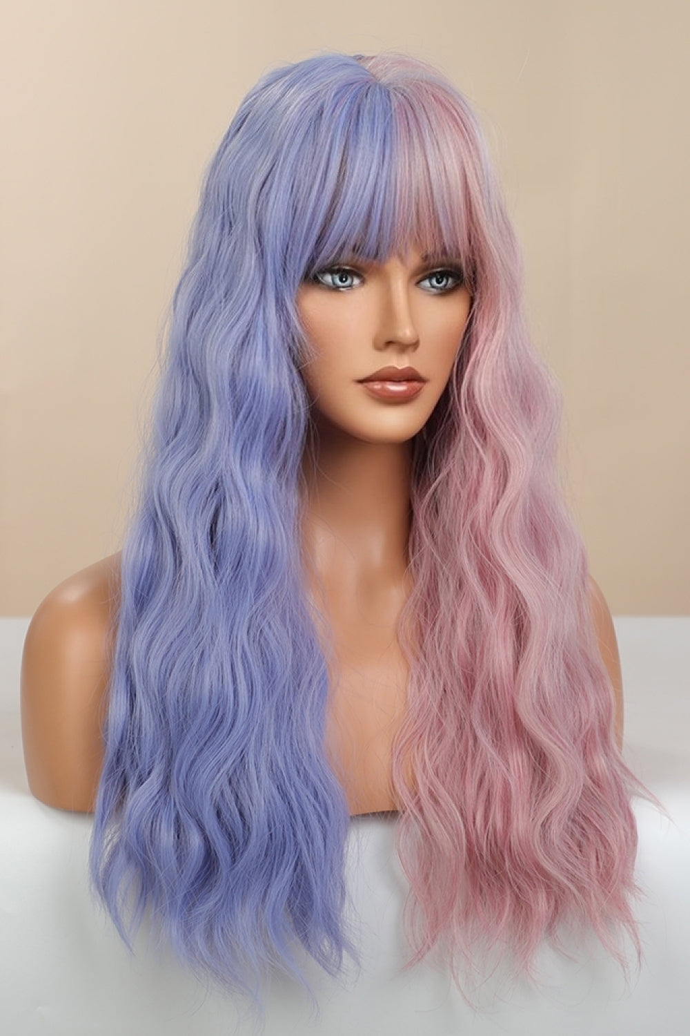 13*1&quot; Full-Machine Wigs Synthetic Long Wave 26&quot; in Blue/Pink Split Dye Blue/Pink Split Dye One Size Hair Extensions by Trendsi | Fleurcouture