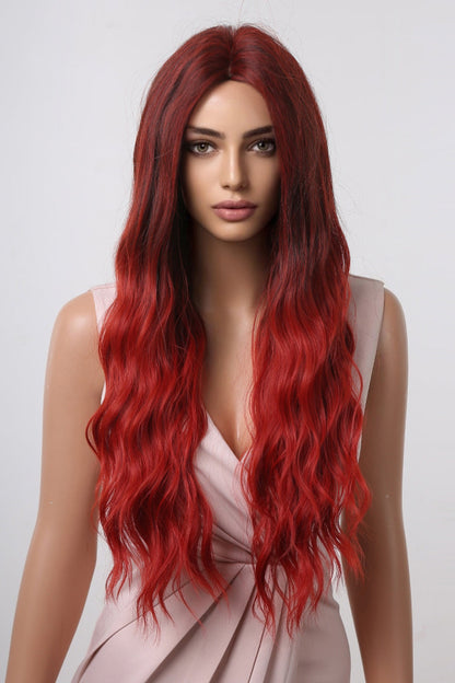 13*1&quot; Full-Machine Wigs Synthetic Long Wave 27&quot; Red Ombre One Size Hair Extensions by Trendsi | Fleurcouture