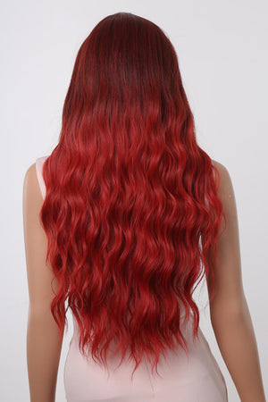 13*1" Full-Machine Wigs Synthetic Long Wave 27" Red Ombre One Size Hair Extensions by Trendsi | Fleurcouture
