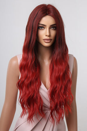 13*1" Full-Machine Wigs Synthetic Long Wave 27" Red Ombre One Size Hair Extensions by Trendsi | Fleurcouture