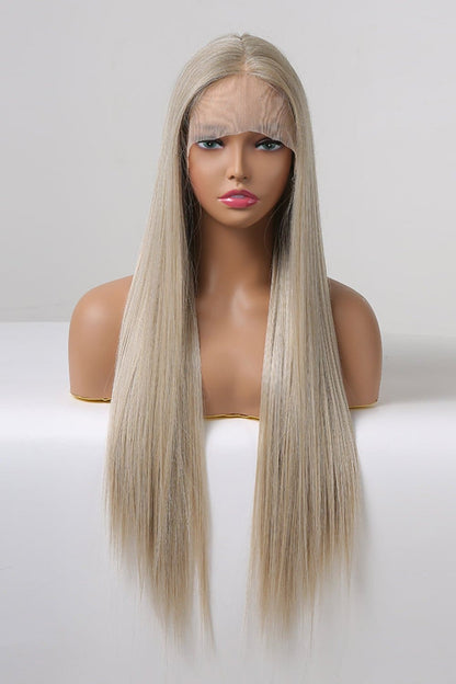 13*2&quot; Lace Front Wigs Synthetic Long Straight 27&quot; 150% Density Blonde/Ash Brown Root One Size wigs by Trendsi | Fleurcouture