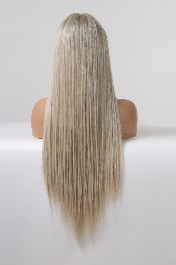 13*2" Lace Front Wigs Synthetic Long Straight 27" 150% Density Blonde/Ash Brown Root One Size wigs by Trendsi | Fleurcouture