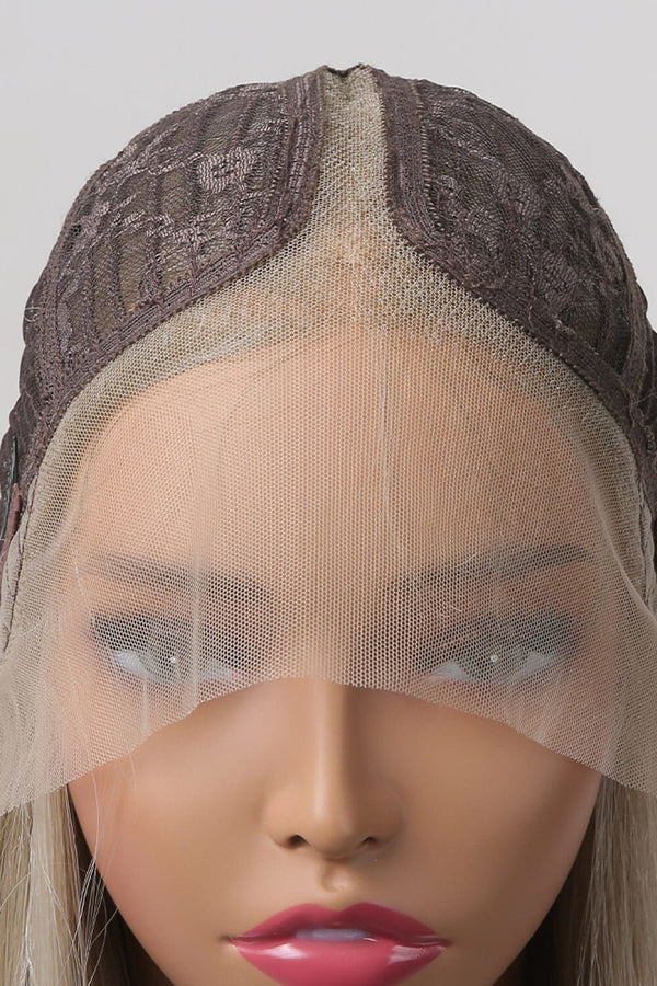 13*2" Lace Front Wigs Synthetic Long Straight 27" 150% Density Blonde/Ash Brown Root One Size wigs by Trendsi | Fleurcouture