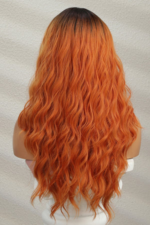 13*2" Lace Front Wigs Synthetic Long Wave 24" 150% Density Ginger/Brunette Root One Size Hair Extensions by Trendsi | Fleurcouture