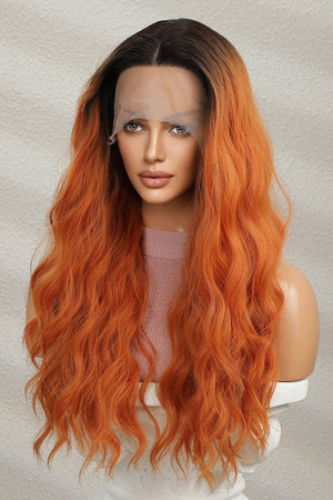 13*2" Lace Front Wigs Synthetic Long Wave 24" 150% Density Ginger/Brunette Root One Size Hair Extensions by Trendsi | Fleurcouture