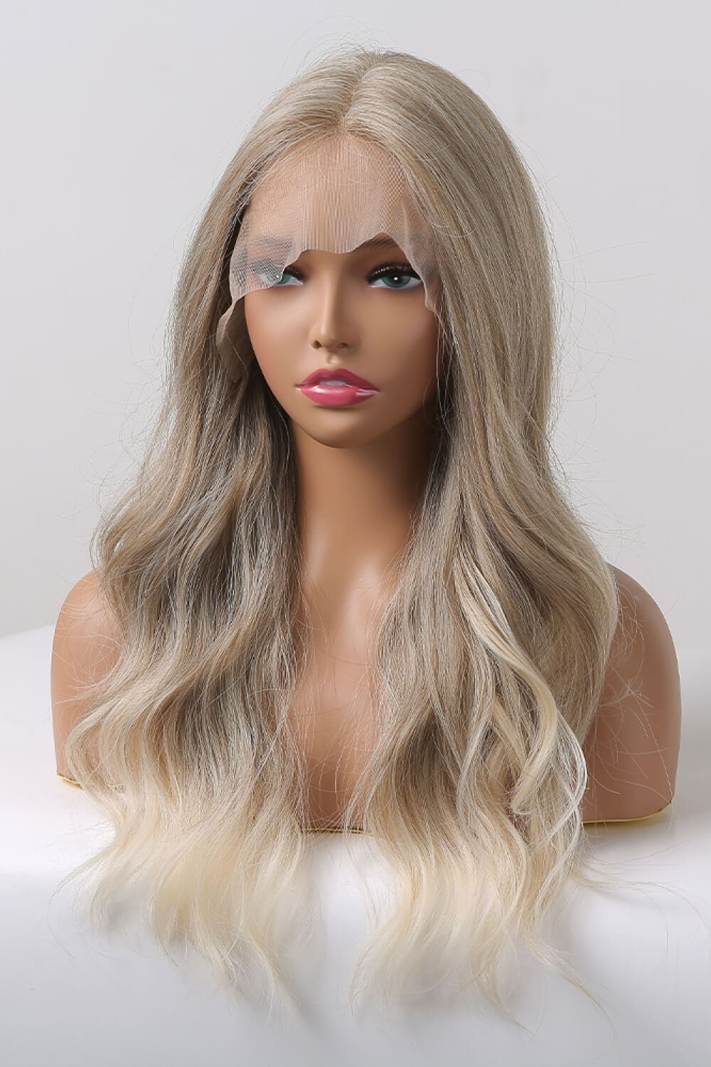 13*2&quot; Lace Front Wigs Synthetic Long Wave 24&quot; 150% Density in Medium Blonde Highlights Medium Blonde Highlights One Size wigs by Trendsi | Fleurcouture