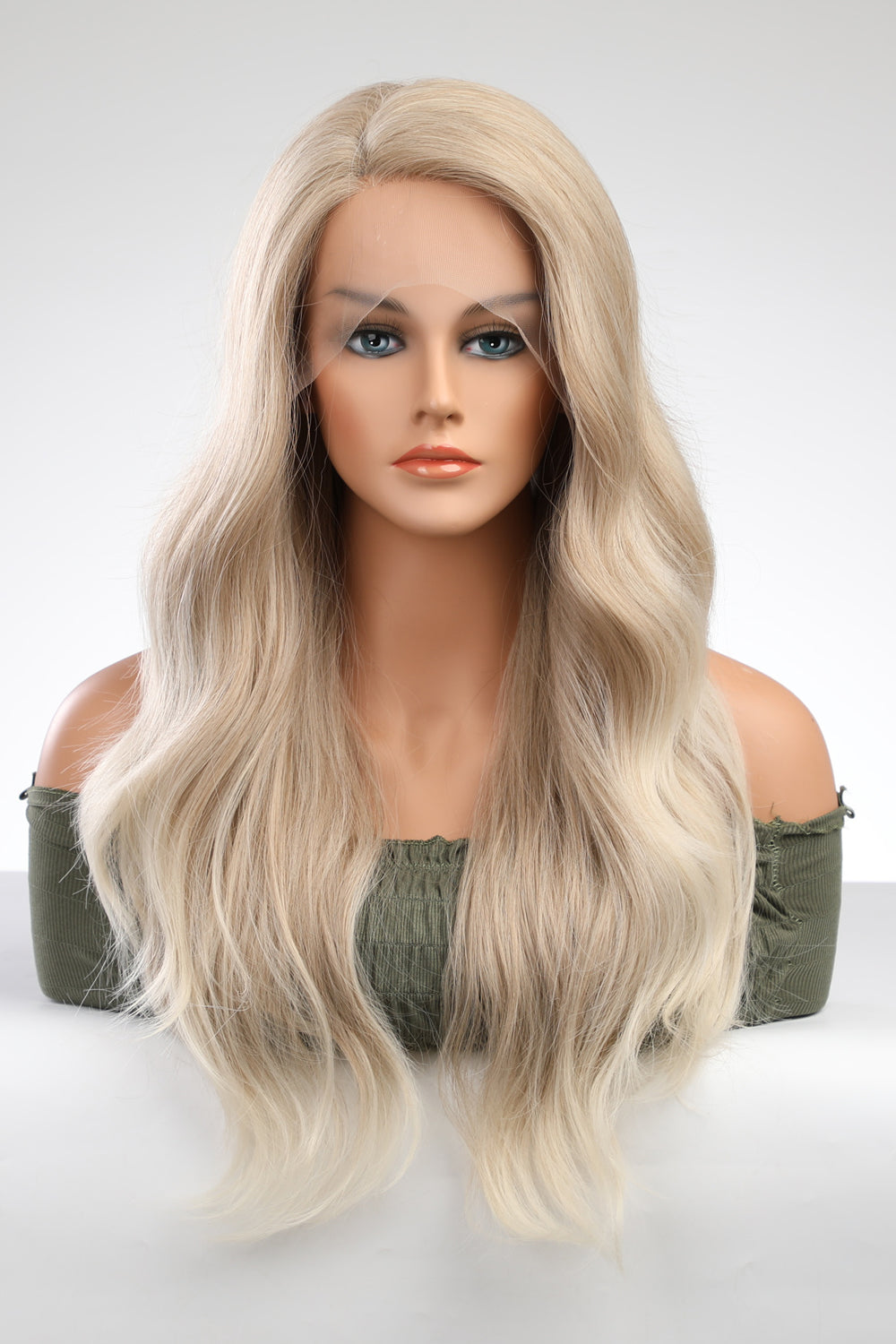 13*2&quot; Lace Front Wigs Synthetic Long Wave 25&quot; 150% Density Blonde One Size Hair Extensions by Trendsi | Fleurcouture