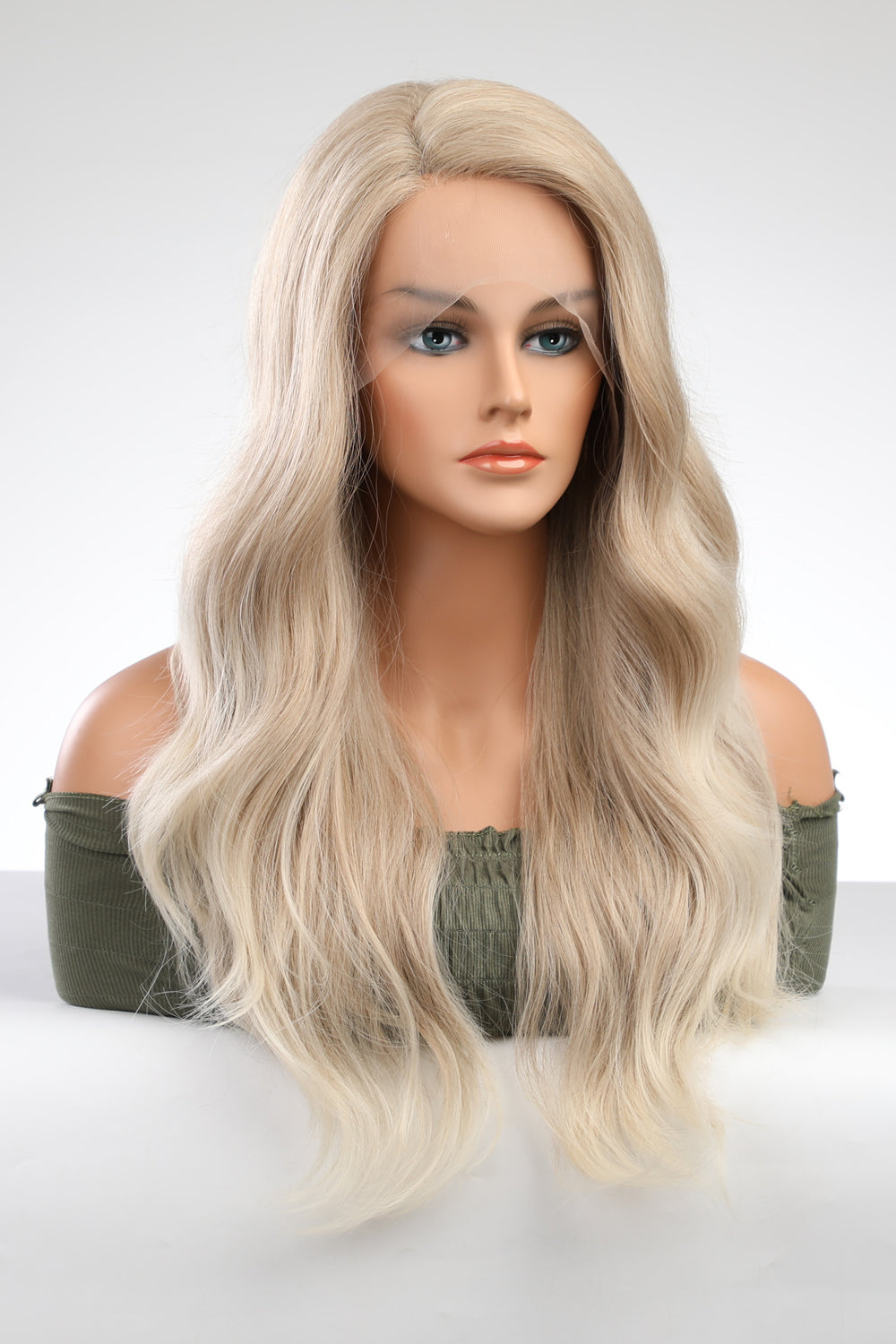 13*2&quot; Lace Front Wigs Synthetic Long Wave 25&quot; 150% Density Blonde One Size Hair Extensions by Trendsi | Fleurcouture